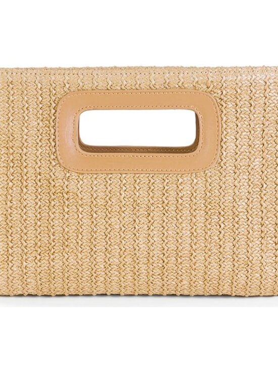Handbags - Natural Straw Flat Clutch Women 2026 Boho Purse Top Handle Crossbody Handbag Sty